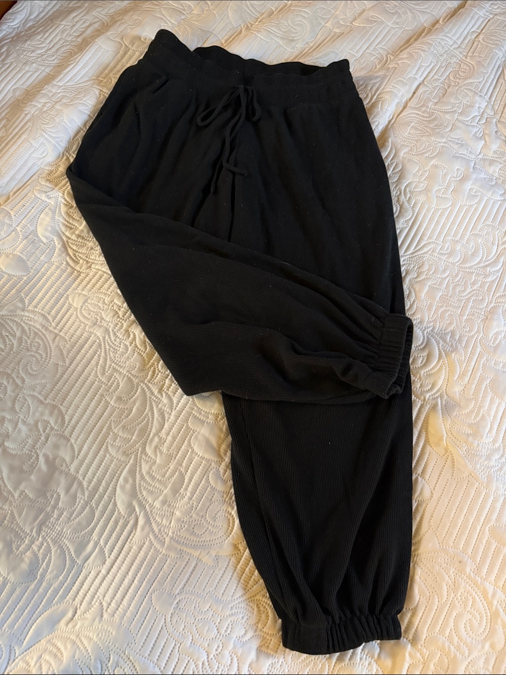 Gilly Hicks Black Ribbed Drawstring Joggers